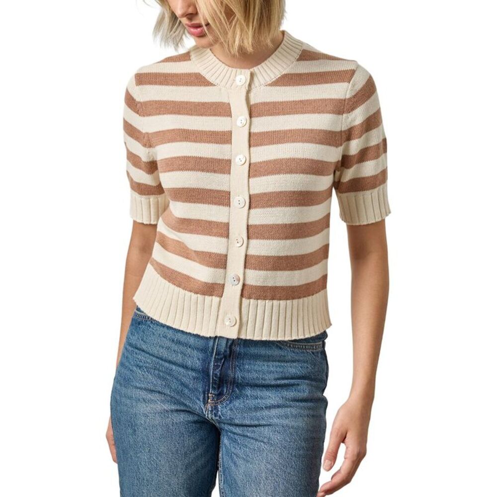 Lilla P Womens Elbow Sleeve Button Cardigan